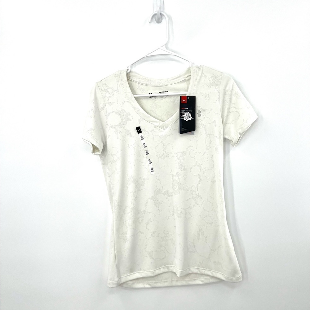 Under Armour Tech Twist V-Neck Heat Gear ‘White’ Active Tee Woman’s Size XSmall